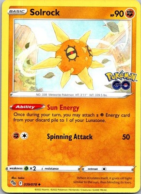 Solrock 039/078 UC Pokemon GO Pokemon Near Mint