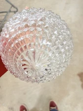 Art Deco Clear Cracked Glass Globe Ball Lamp 8” Shade