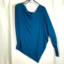 Ibby Libby Women's Off the Shoulder Roomy and Lightweight Teal Blue Medium