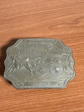 Vintage Boston Fire Department America's Hero's Brass Belt Buckle Bergamot Brass