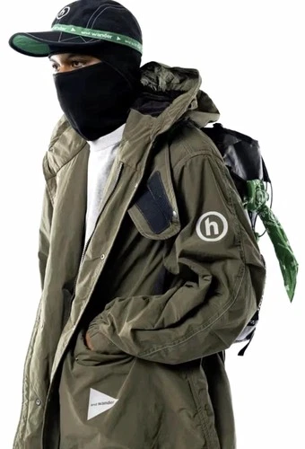 Hidden NY And Wander Men's Hooded Down Ripstop Parka Jacket Mid-Length Green XL - product listing photo