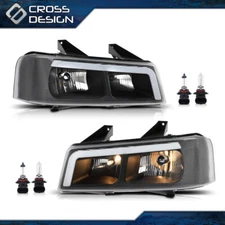 Pair LED Headlights Lamp Clear / Black Fit For 2003-19 Chevy Express GMC Savana