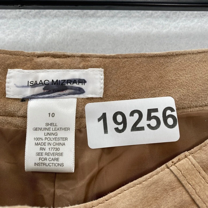 Pantalones de cuero Isaac Mizrahi para mujer 10 marrón pierna recta forrados tiro medio Y2K Foto 4 de 4