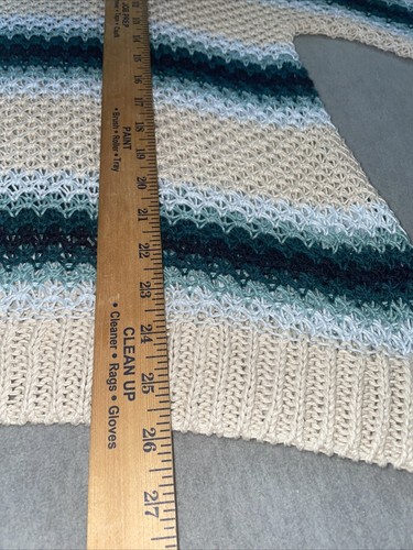 J. Jill Sweater Women’s L Petite Beige Blue Green Open Knit Linen Cotton Blend - Picture 6 of 8