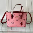 COACH Mollie Tote 25 Canvas Leather Cherry Pink 2way Shoulder Bag CR293 Outlet