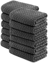 Kitchen Dish Towels Gray, 100 Cotton Waffle Weave 15x26, 12 pc Terry Cloth
