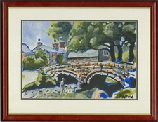 Contemporary Gouache - Redford Humpback Bridge