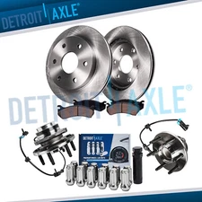 2WD Front Disc Rotors Brake Pad Wheel Hubs 12pc Lug Nuts w/ key for Sierra 1500