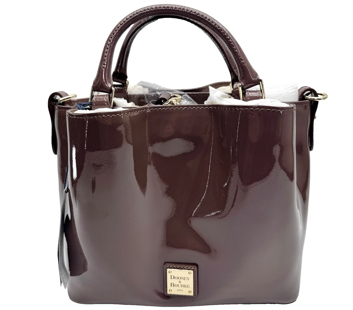 Dooney & Bourke Black Patent Leather Backpack with Tan Trim Dooney & Bourke Pebble Grain Ronnie Backpack | eBay main image 3