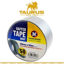MARKSMAN DUCT TAPE Waterproof GAFFER Cloth 2" 48MM x 50M BLACK WHITE SILVER UK