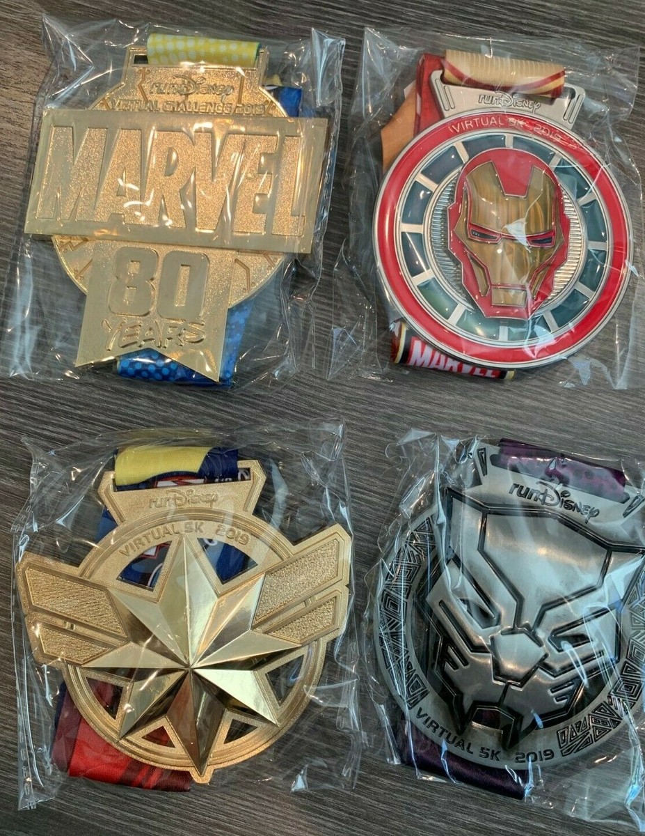 Virtual 2019 Marvel Run Disney Medals Sealed complete set