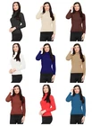 New Ladies Polo Roll High Neck Long Sleeve Knitted Ribbed Top UK Size 8-14