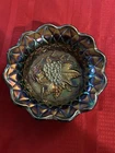 Vintage FENTON CARNIVAL BLACK AMETHYST GLASS Grape Leaf Bowl 6”