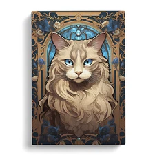 Ragdoll Cat Art Nouveau Canvas Wall Art Print Framed Picture Decor Living Room