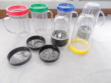 15 PC Magic Bullet Cups Tops Blade Replacements Blender Food Processor Storage +