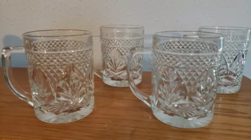 4 Cristal D'arques Coffee Mugs clear glass