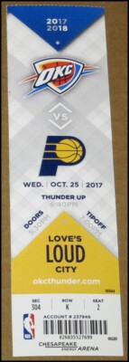 10/25/2017 Oklahoma City Thunder vs Indiana Pacers Ticket Russell Westbrook 3X2