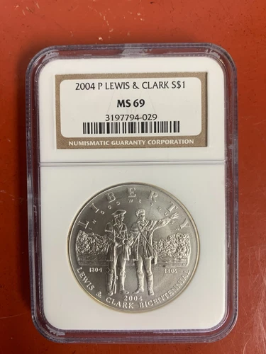 NGC MS69 2004 P LEWIS AND CLARK BICENTENNIAL COMMEMORATIVE ONE DOLLAR COIN-NOV55