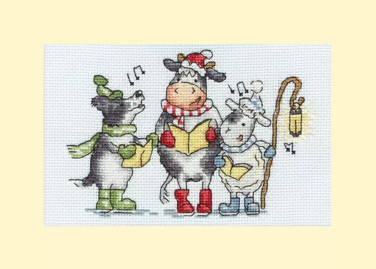 Woof, Moo, Baa! - Christmas Card Cross Stitch Kit by Bothy Threads