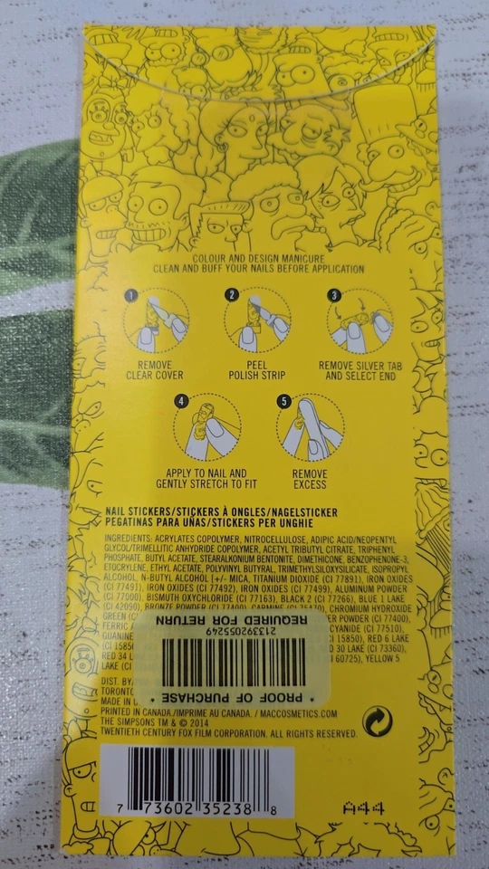 Mac x The Simpsons Lip Gloss, Nail Stickers,Quad Eyeshadow Limited Edition - Image 3 of 4