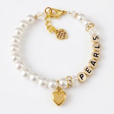 Personalized Pearl Dog Cat Necklace Collar Luxury Gold Heart Charm Handmade
