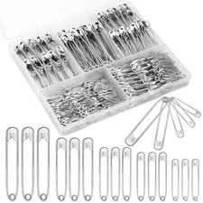 Mnuizu 500 Pcs Safety Pins Bulk 5 Sizes Silver Small and Large Safety Pins fo...