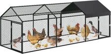 Metal Chicken Coop Walk In Chicken Run Outdoor Hen House Habitat Cage W/ Cover