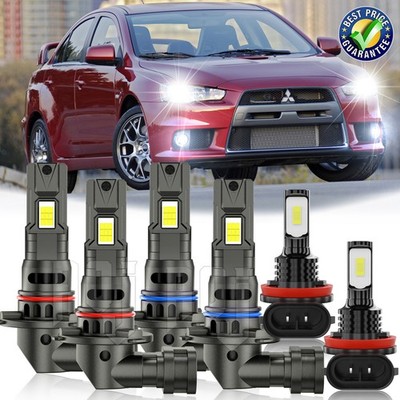 For Mitsubishi Lancer 2008-2017 Hi/Low Beam Fog Light LED Headlight Bulbs 6pcs