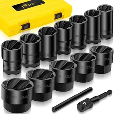 Large Lug Nut Remover Socket Set 17-36mm, 1/2" Drive Wheel Lock Removal Tool, He