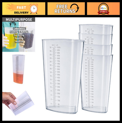32 oz Triangular Measuring Beaker Set - 5 Pack Translucent Lab Containers for Mi