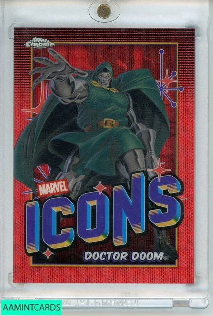 2025 MARVEL TOPPS CHROME DOCTOR DOOM #MI 1 ICONS RED WAVE REF 1 OF 5