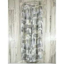 Match Point Pants Large Wide Leg Gray Brush Stroke Print Palazzo High Rise READ