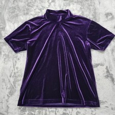 Vintage Impressions of California Top Womens M Purple Velvet Mock Neck Stretch