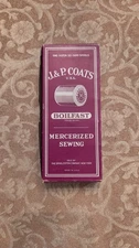 J. & P. Coats Box 12 Spools Heavy Duty Mercerized Thread Wood Vintage/pink