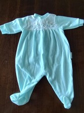 Little Me Vintage '80s Girls Blue Sleeper With Embroidered Neckline