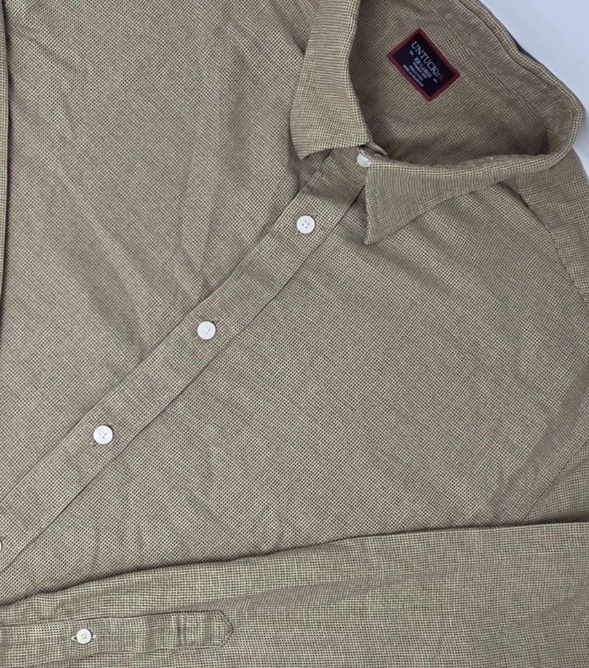 Untuckit Veneto Wrinkle Free Shirt Men's 2XL XXL Brown Micro Check LS Flannel