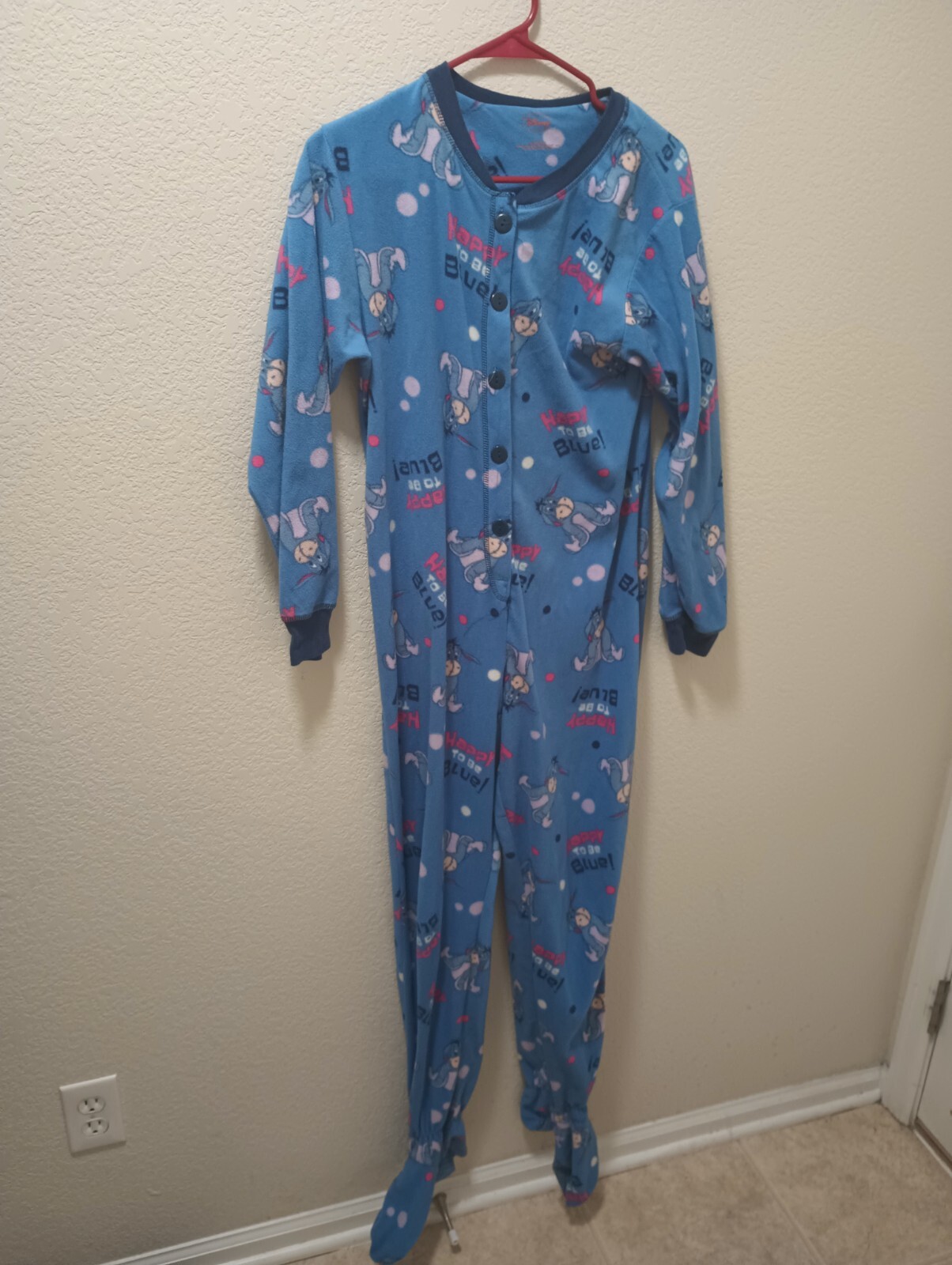Disney Eeyore One Piece Footed Pajamas Women's Small Gem