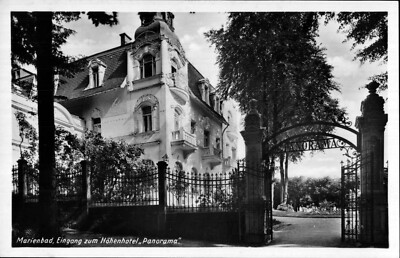 Mariánské Lázně, entrance to the high-altitude hotel, panorama''