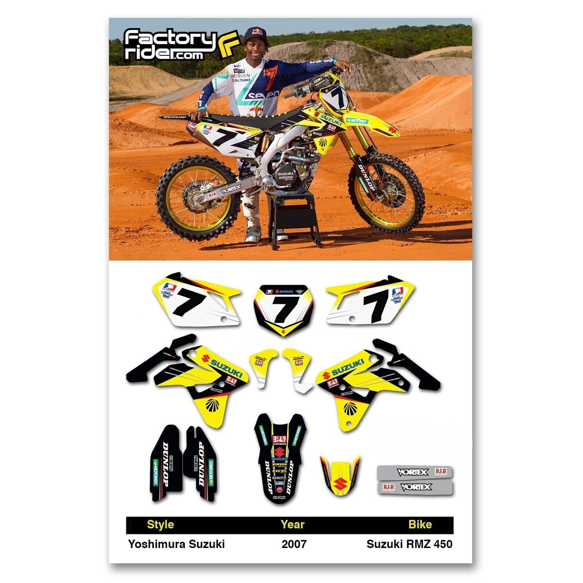 2007 Yoshimura SUZUKI RMZ 450 Dirt Bike Graphics kit Motocross