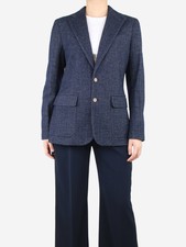Polo Ralph Lauren Navy Blue Herringbone Blazer - Size Uk 12