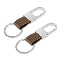 Auto-SchlüSselanhäNger Mit Ring,FüR Leder,Zinklegierung,Silberfarben,Braun,2Stk