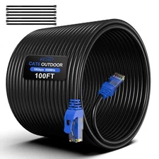 100ft Cat6 Outdoor Ethernet Cable Inground Heavy Duty Direct Burial 24awg Cca Pa