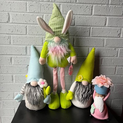 4 PCS Easter Bunny Gnome Plush Figurine Table Gnomes Decor Easter Gifts Present