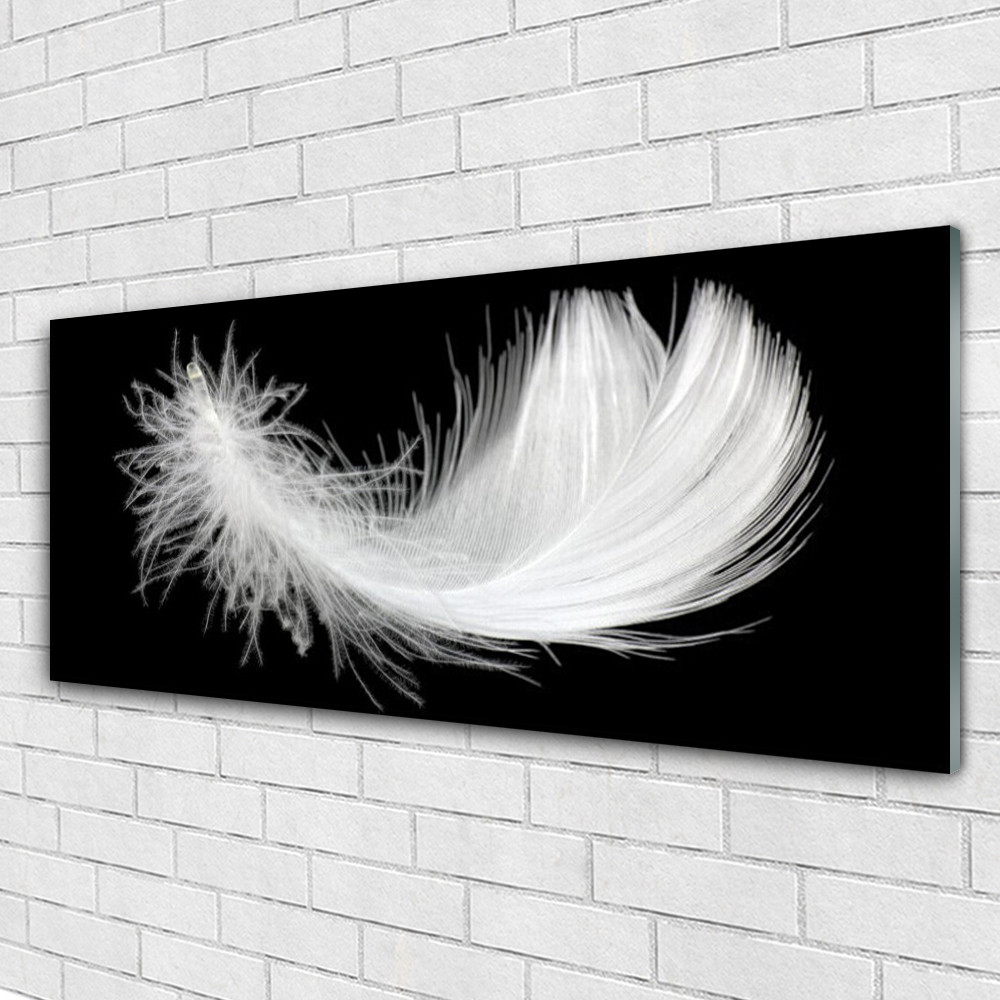 Tableau en verre 125x50 Art Plume pour décoration moderne