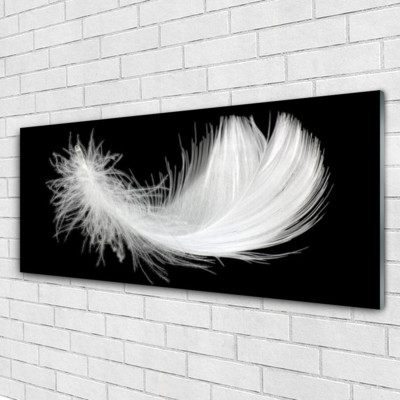 Glasdruck Bild Gemälde 125x50 Kunst Feder