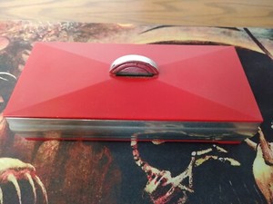 Vintage Dura-Case Bakelite & Chrome Art Deco Cigarette Box Wooden Liner