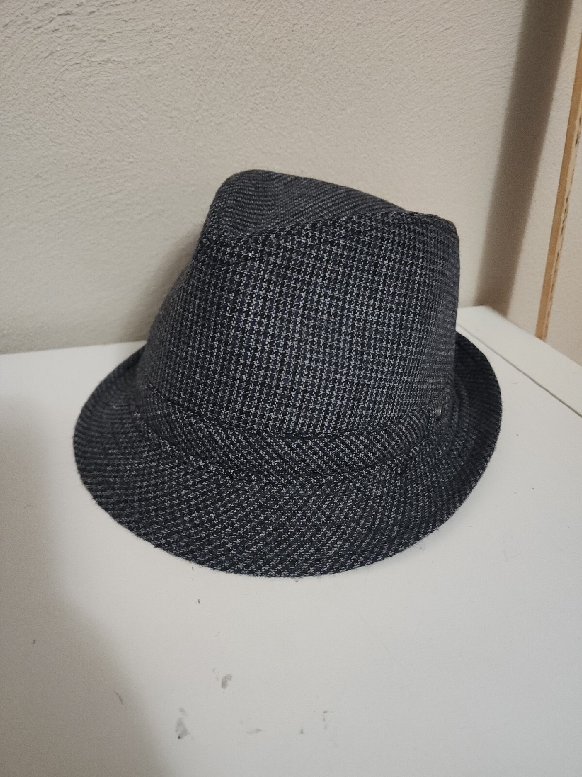 Vintage Stetson Houndstooth Gray Fedora Hat Small Medium Stylish Classic-image