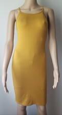 NWOT BOOHOO WOMEN'S YELLOW MUSTARD BODYCON STRETCHY  DRESS size US 4 UK 8 size S