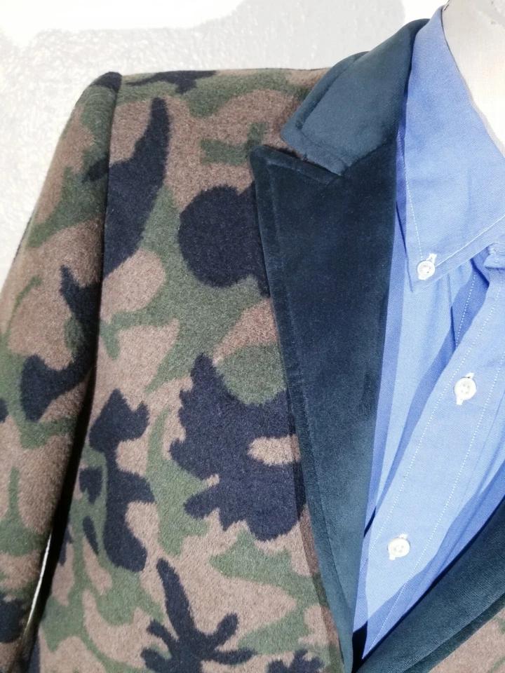 40 M Velvet Dinner Blazer Smoking Jacket Camouflage Frogskin Sport Coat - Image 3 of 4