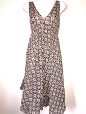 MICHAEL KORS WOMENS LADIES BROWN & BEIGE EMPIRE WASHABLE SPRING DRESS ~SZ M
